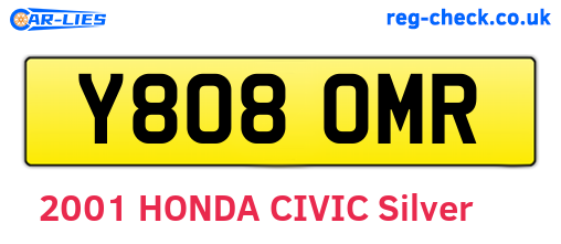 Y808OMR are the vehicle registration plates.