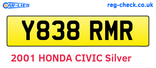 Y838RMR are the vehicle registration plates.