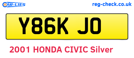 Y86KJO are the vehicle registration plates.