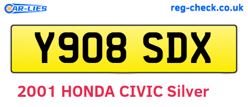 Y908SDX are the vehicle registration plates.