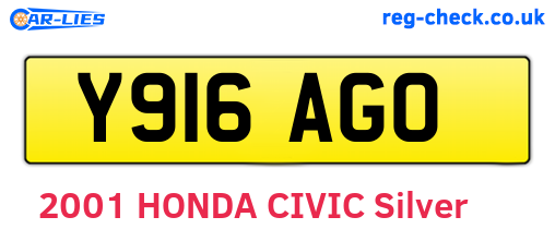 Y916AGO are the vehicle registration plates.