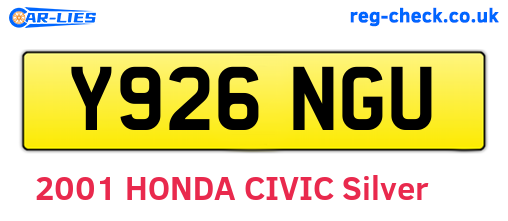 Y926NGU are the vehicle registration plates.