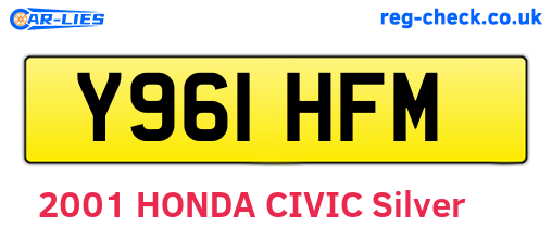 Y961HFM are the vehicle registration plates.