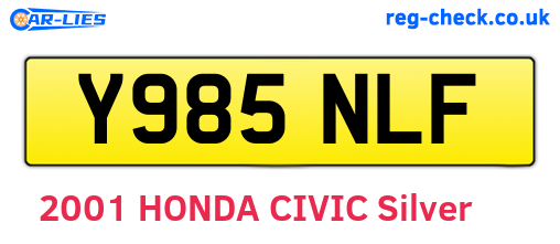 Y985NLF are the vehicle registration plates.