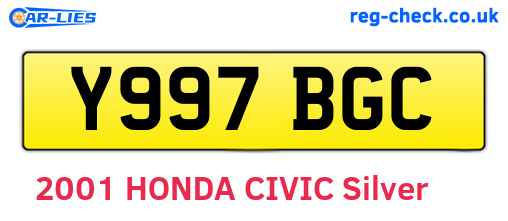Y997BGC are the vehicle registration plates.