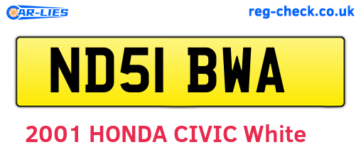 ND51BWA are the vehicle registration plates.