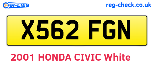 X562FGN are the vehicle registration plates.