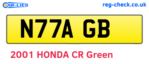 N77AGB are the vehicle registration plates.