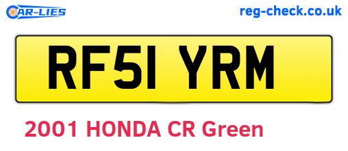 RF51YRM are the vehicle registration plates.