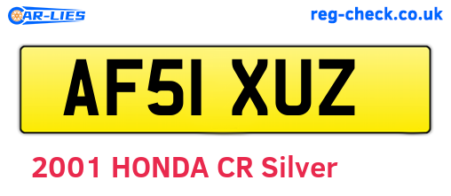 AF51XUZ are the vehicle registration plates.