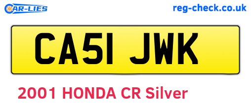 CA51JWK are the vehicle registration plates.