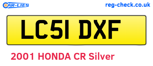 LC51DXF are the vehicle registration plates.