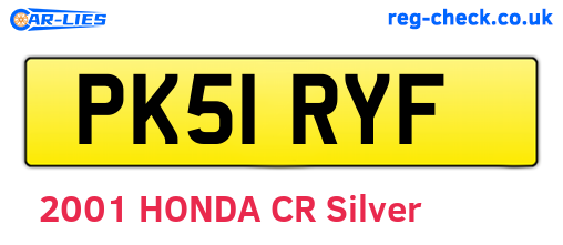 PK51RYF are the vehicle registration plates.