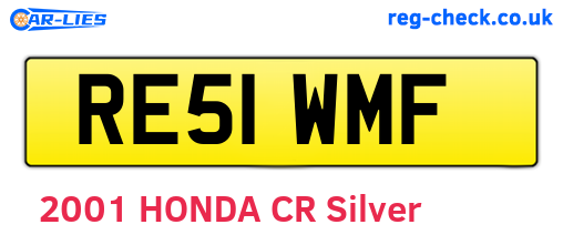RE51WMF are the vehicle registration plates.