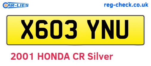 X603YNU are the vehicle registration plates.