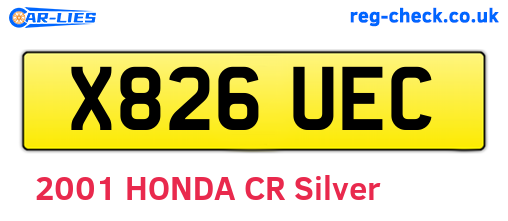 X826UEC are the vehicle registration plates.