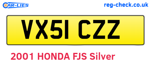 VX51CZZ are the vehicle registration plates.