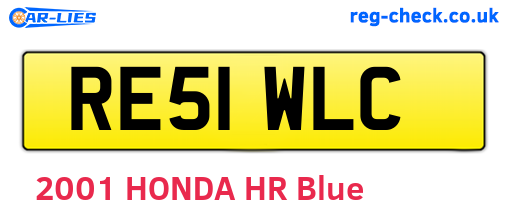 RE51WLC are the vehicle registration plates.