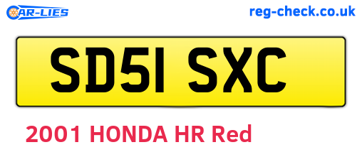 SD51SXC are the vehicle registration plates.