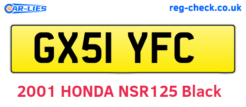 GX51YFC are the vehicle registration plates.