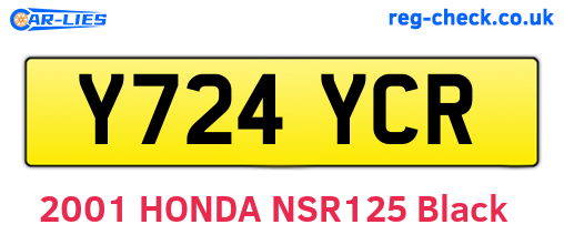 Y724YCR are the vehicle registration plates.