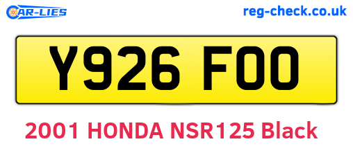 Y926FOO are the vehicle registration plates.