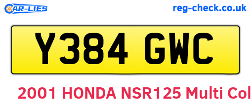 Y384GWC are the vehicle registration plates.