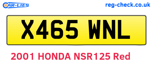 X465WNL are the vehicle registration plates.