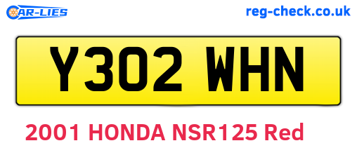 Y302WHN are the vehicle registration plates.