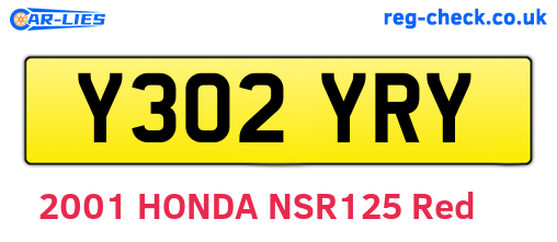 Y302YRY are the vehicle registration plates.