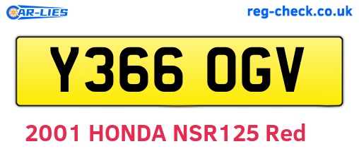 Y366OGV are the vehicle registration plates.