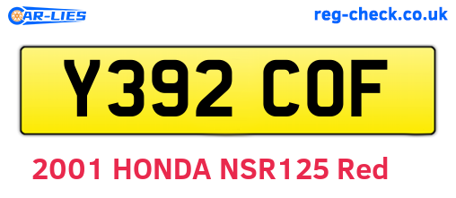 Y392COF are the vehicle registration plates.