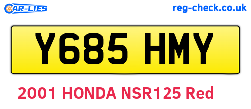Y685HMY are the vehicle registration plates.