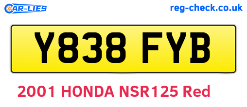Y838FYB are the vehicle registration plates.