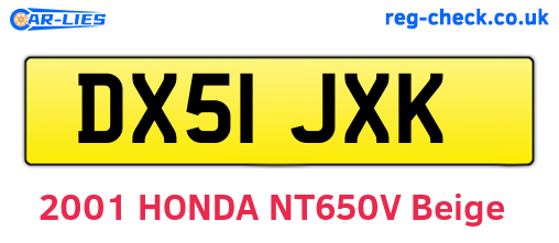 DX51JXK are the vehicle registration plates.