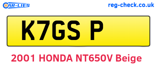 K7GSP are the vehicle registration plates.