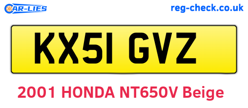 KX51GVZ are the vehicle registration plates.