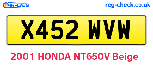 X452WVW are the vehicle registration plates.