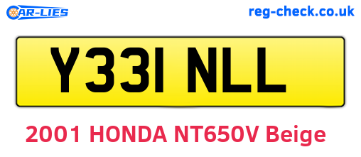 Y331NLL are the vehicle registration plates.