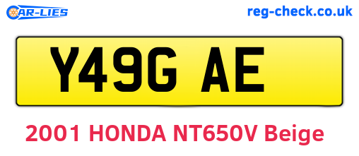 Y49GAE are the vehicle registration plates.