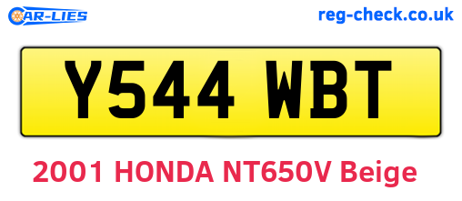 Y544WBT are the vehicle registration plates.