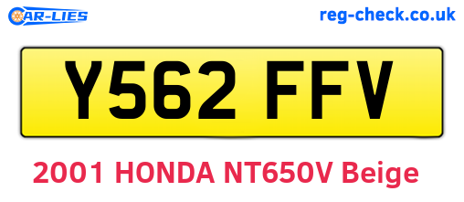 Y562FFV are the vehicle registration plates.