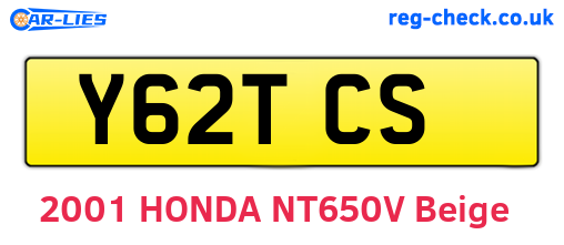 Y62TCS are the vehicle registration plates.