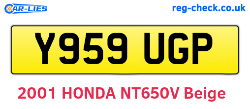 Y959UGP are the vehicle registration plates.