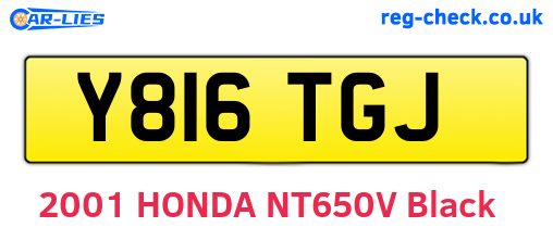 Y816TGJ are the vehicle registration plates.