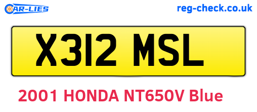 X312MSL are the vehicle registration plates.