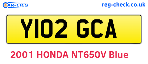 Y102GCA are the vehicle registration plates.