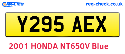 Y295AEX are the vehicle registration plates.