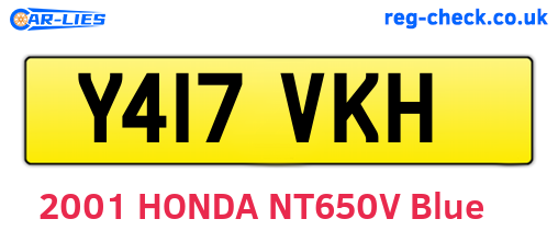 Y417VKH are the vehicle registration plates.