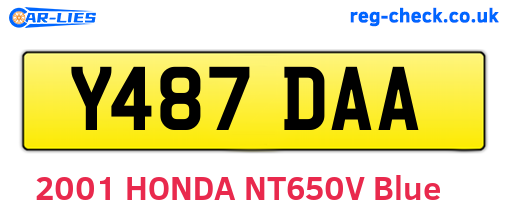 Y487DAA are the vehicle registration plates.